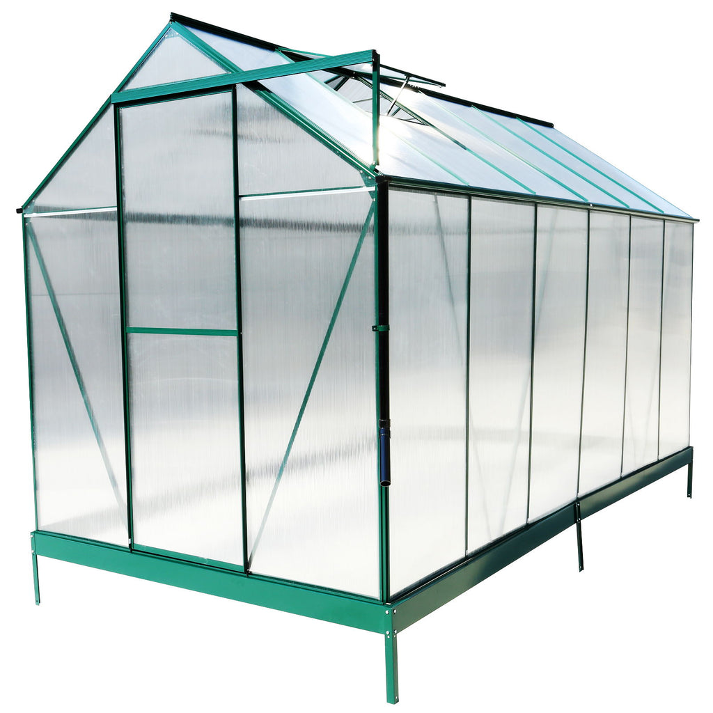Polycarbonate house, Heavy Duty Outdoor Aluminum Walk-In House Kit With Rain Gutter, Vent And Door For Backyard Garden