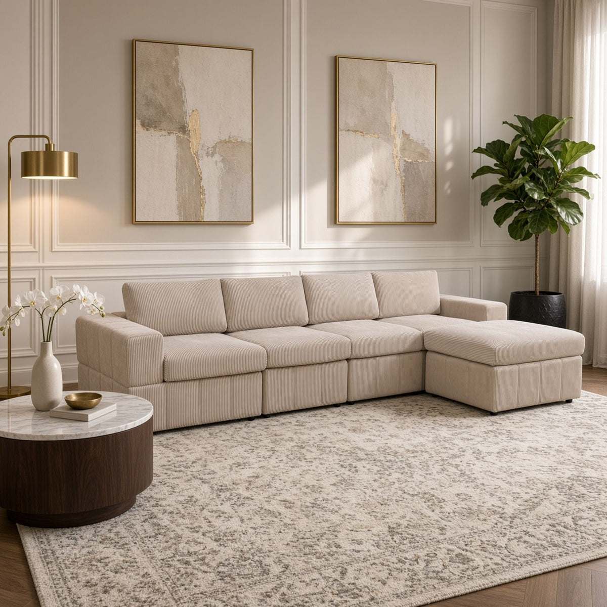 Modular Sectional Sofa, Reversible Set