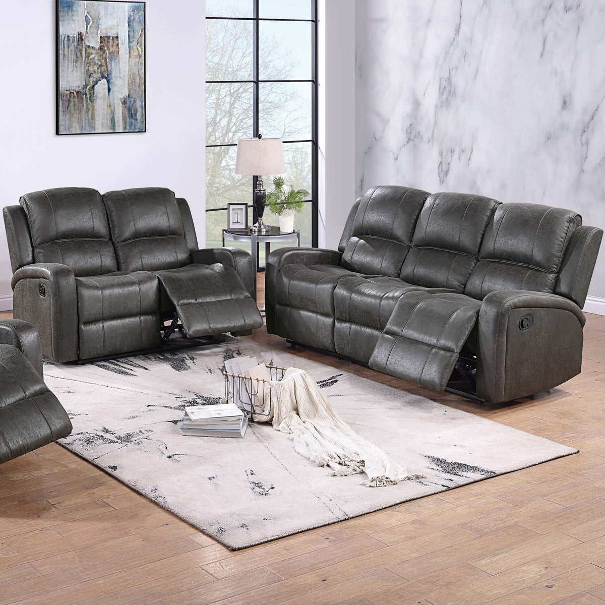 Modern Living Room Set With Square Armrest, Cushion Backrest