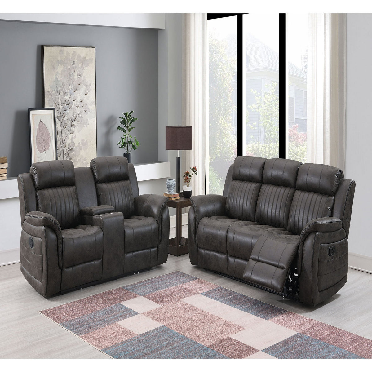 Steban - Console Reclining Loveseat - Gray