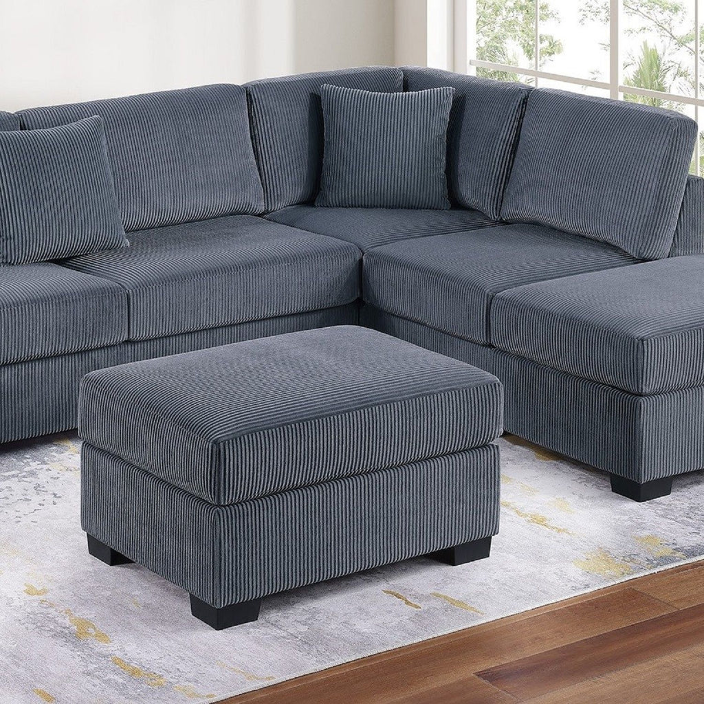 Sectional Sofa Set With Reversible Left / Right Chaise And Matching Cocktail Ottoman
