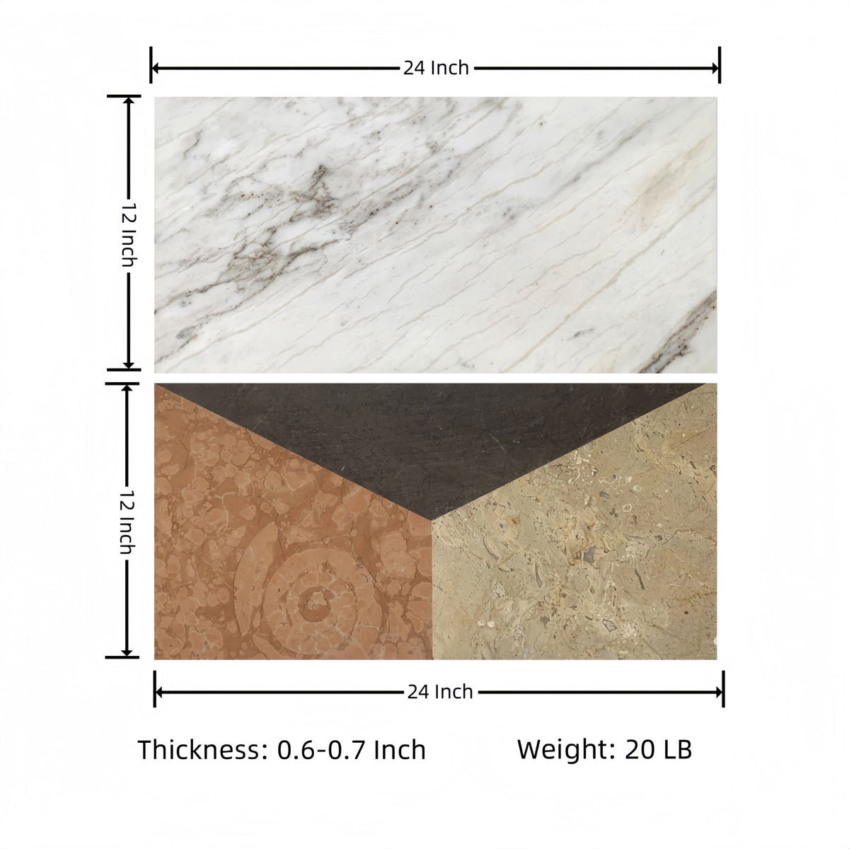 Waterjet Marble 4 Color Marble For Floor And Wall Polished Marble Tile Stone 1 Box Each Pattern 2 Pieces - White / Multi