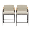 Counter Stool Set With Iron Frame - Espresso / Beige
