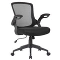 Office Chair & Mid Back Design, Adjustable Height And Foldable Armrests - Black
