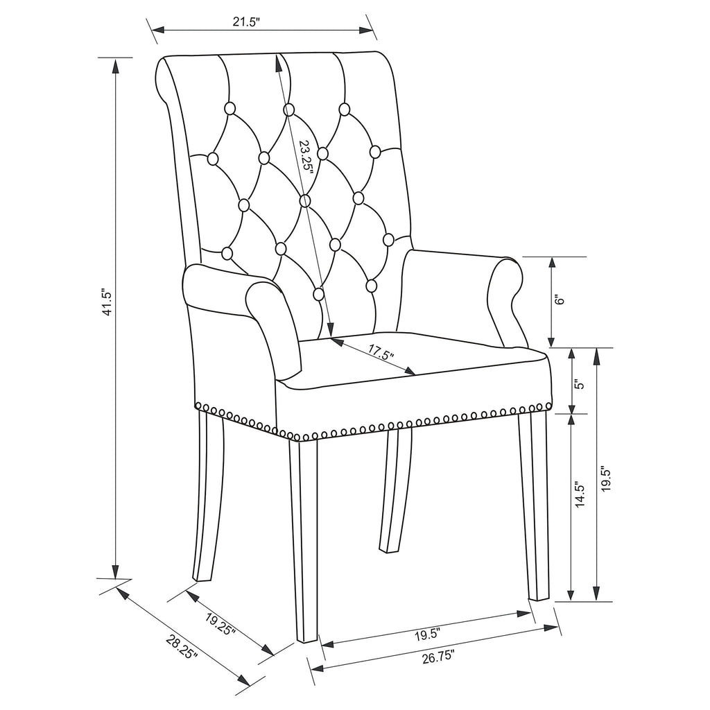 Norwich - Dining Arm Chair With Button Tufting And Rolled Top