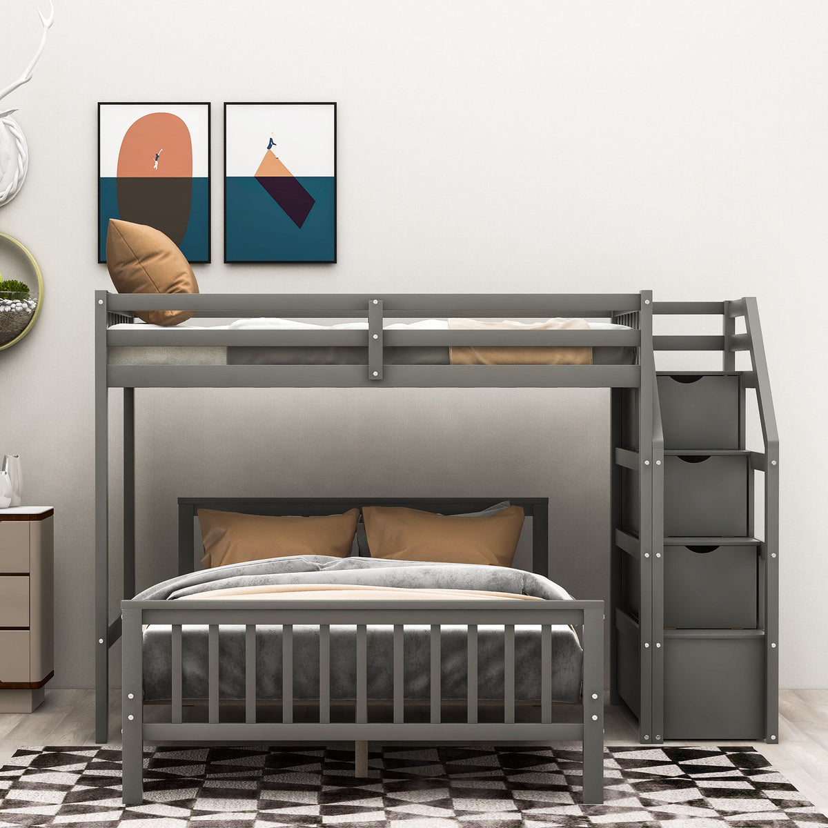 Loft Bed With Staircase And Storage