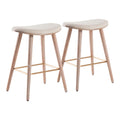 Saddle - Contemporary Counter Stool (Set of 2) - White Washed / Cream