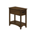 Accent End Table, 2 Tier, Narrow, Storage Drawer, Transitional - Walnut