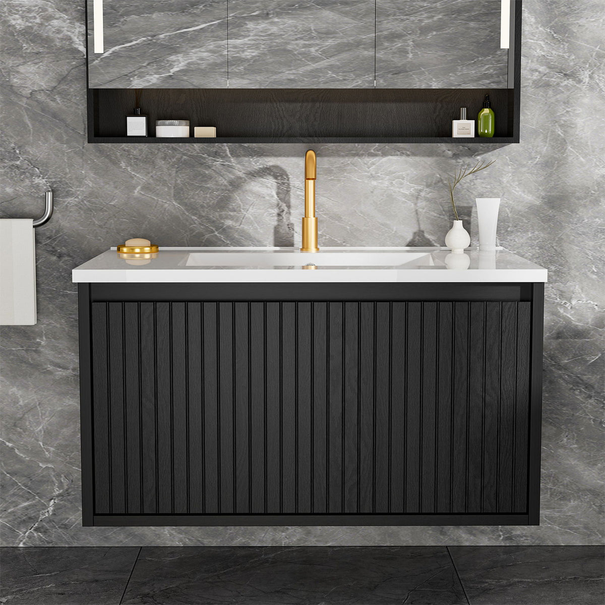 Wall Mounted Floating Bathroom Vanity With Sink And Drawers