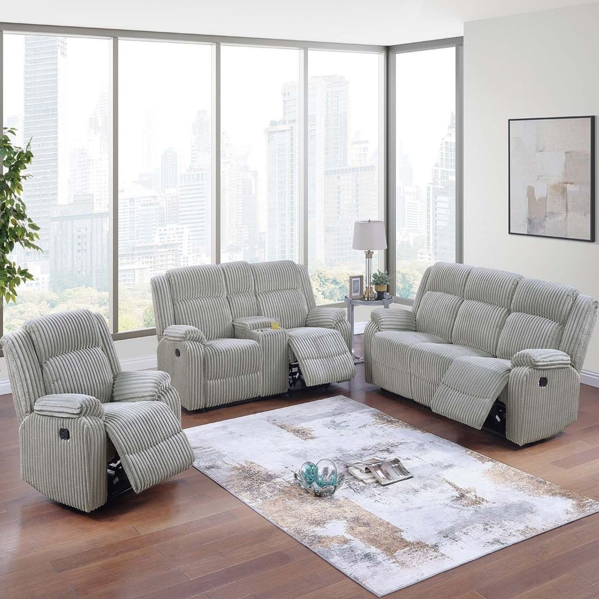 Modern Living Room Set With Pillow Arms