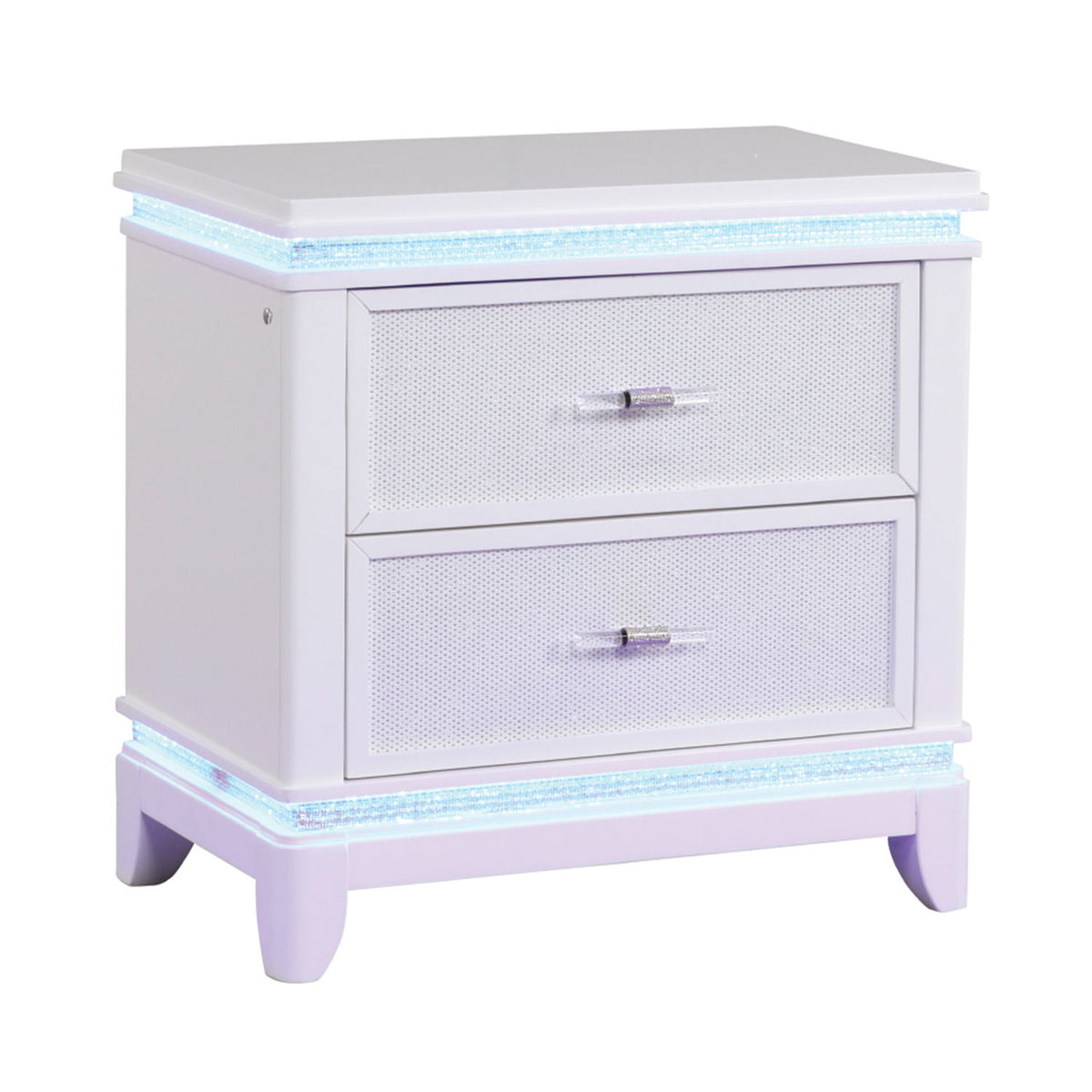 Opium - 2 Drawer Nightstand With LED Lights - White