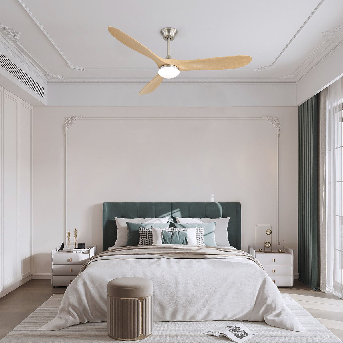 Smart Ceiling Fan With Lights, 3 Blades, Reversible Quiet DC Motor For Indoor