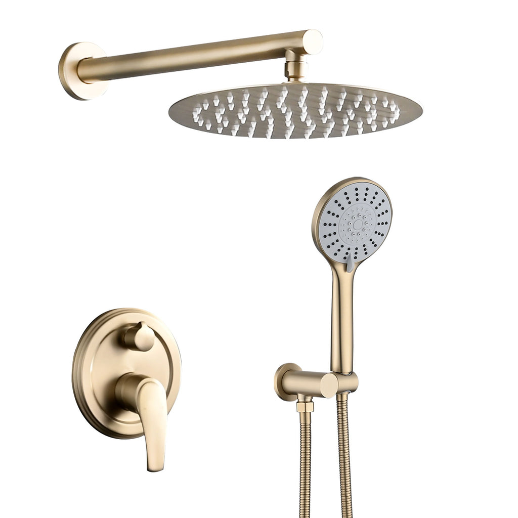 Wall Mounted Shower Set With High Pressure 10" Rain Shower Head And 5 Function Handheld Shower Head