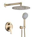 Wall Mounted Shower Set With High Pressure 10" Rain Shower Head And 5 Function Handheld Shower Head