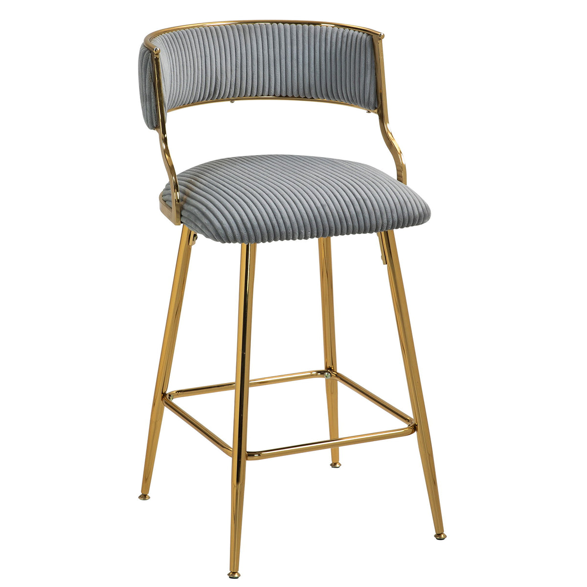 Counter Height Bar Stools With Powder Coating Base And Footrest (Set of 2) -
