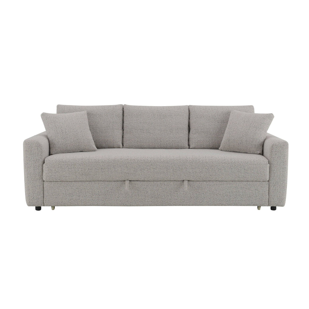 Connie - Boucle Sleeper Sectional Sofa With 2 Toss Pillows - Beige