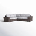 Wide Reversible Outdoor Sectional Sofa With Cushions - Brown / Gray