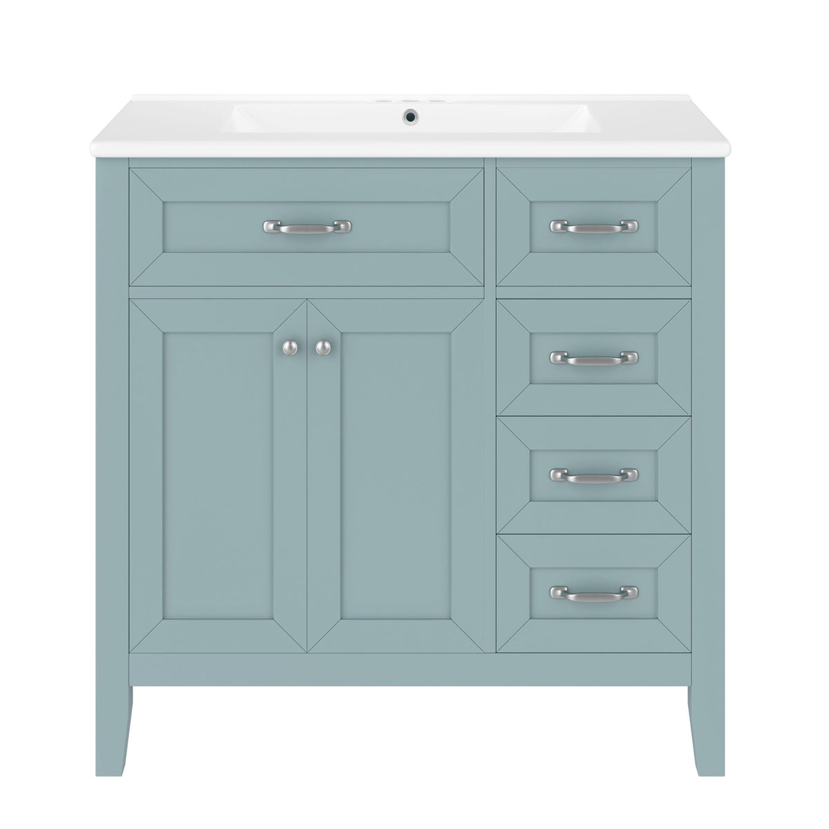 Modern Bathroom Vanity With Sink, Freestanding Design With Drawers And Doors