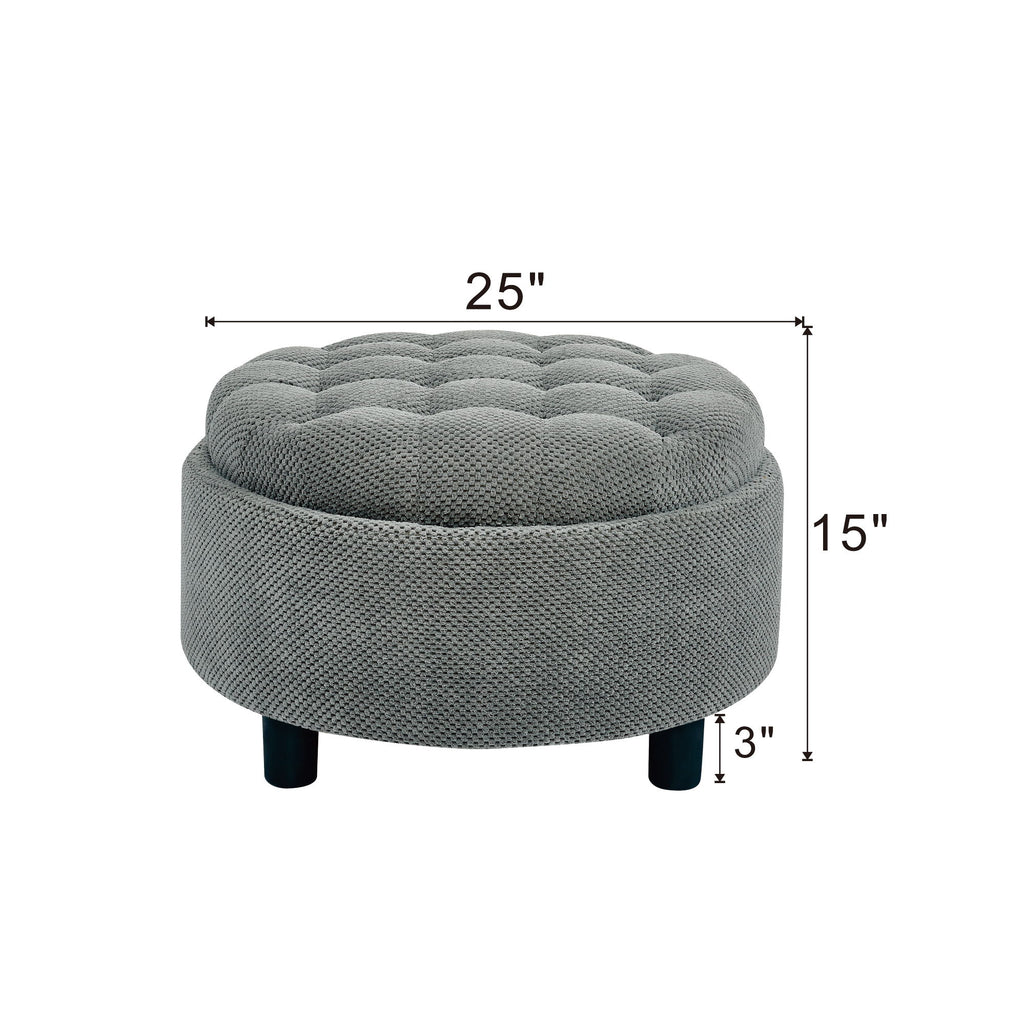 Storage Round Footstool Table Ottoman