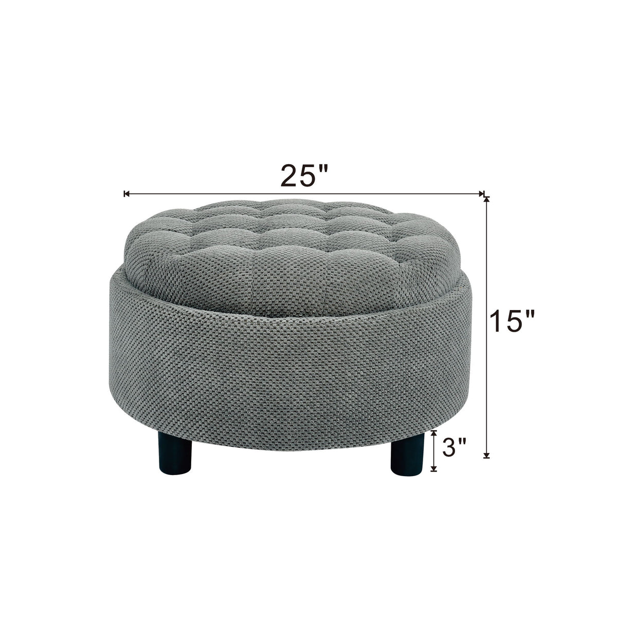 Storage Round Footstool Table Ottoman