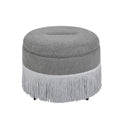 Round Storage Ottoman With Tassel, Decorative Accent Pouf For Living Room