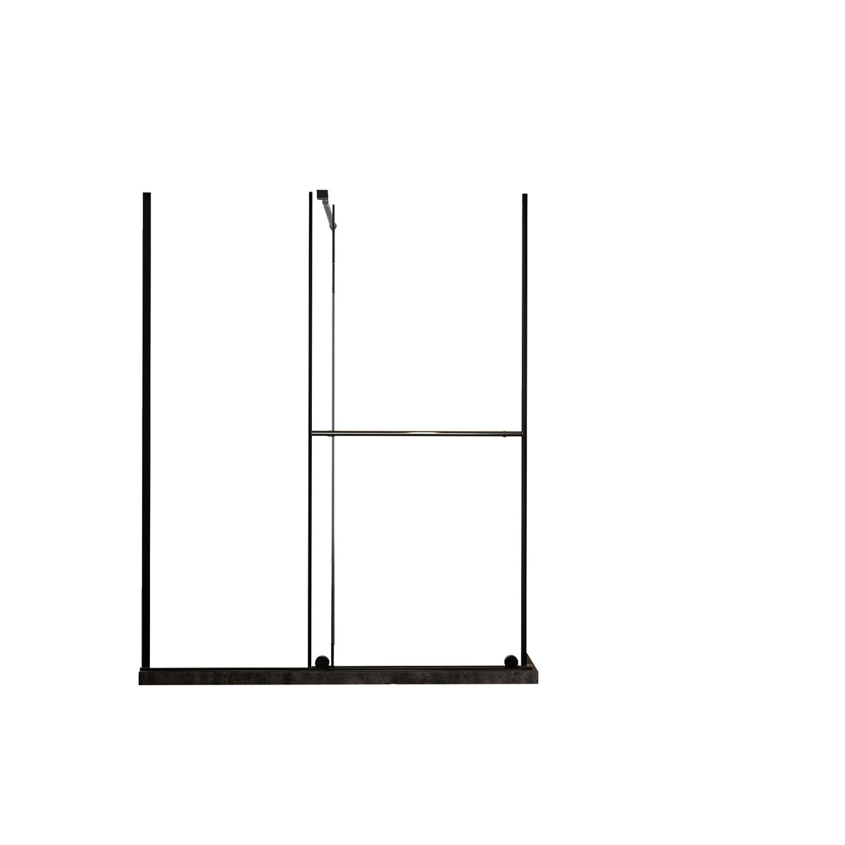 Glass Shower Door, Shower Sliding Door Walk In Shower Screen Dual Usage, 1 / 4" Thick Glass Panel With Stainless Steel Handle, Supporting Bar - Black