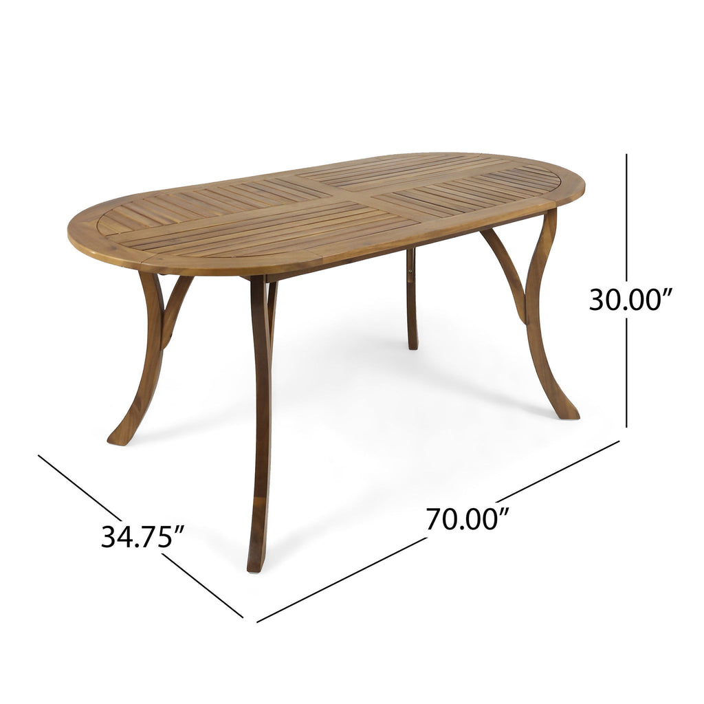 Outdoor Table With Smooth Lines, Slat Top