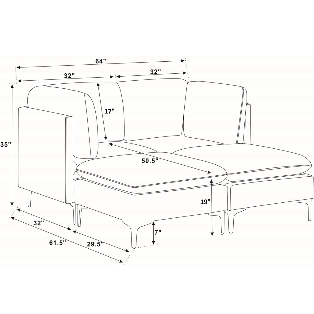 Upholstered Modular Sectional & Tall Legs