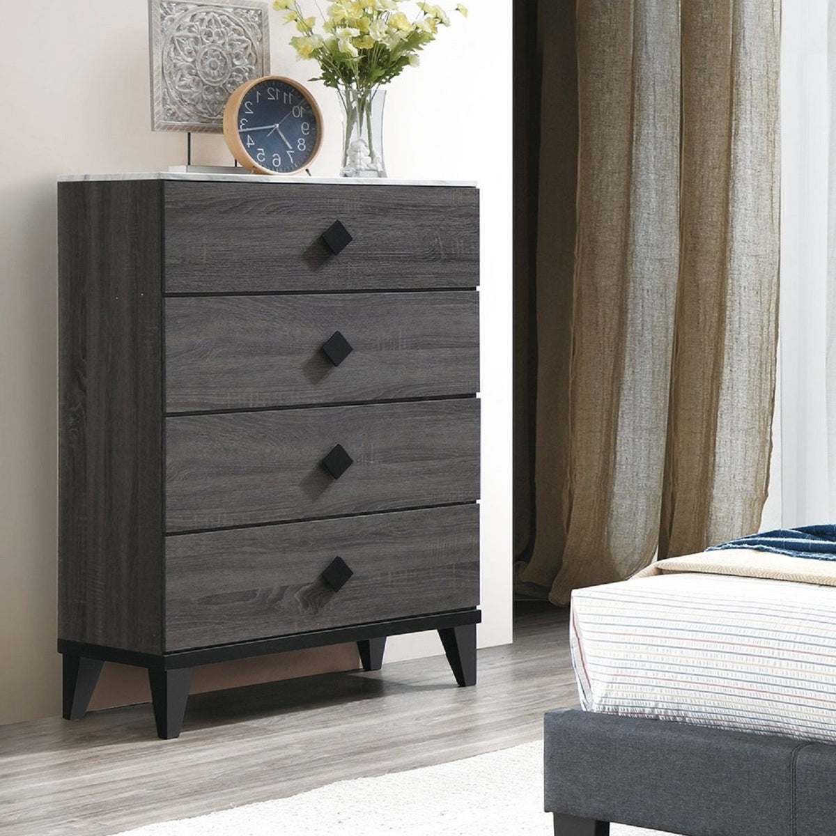 Bedroom Chest Of Drawers With 4 Drawer Storage - Gray / Gray