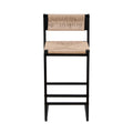 Bar Stools Paper Rope Weave Dining Chairs With Back Hand Weave Stools For Kichen Island, Bar & Counter (Set of 2)