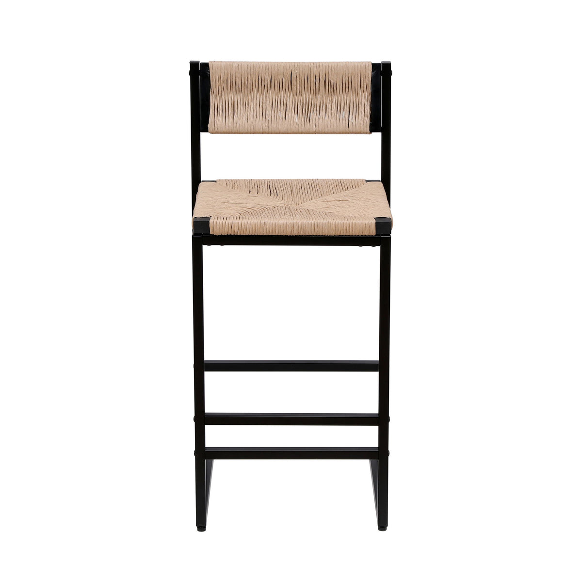 Bar Stools Paper Rope Weave Dining Chairs With Back Hand Weave Stools For Kichen Island, Bar & Counter (Set of 2)