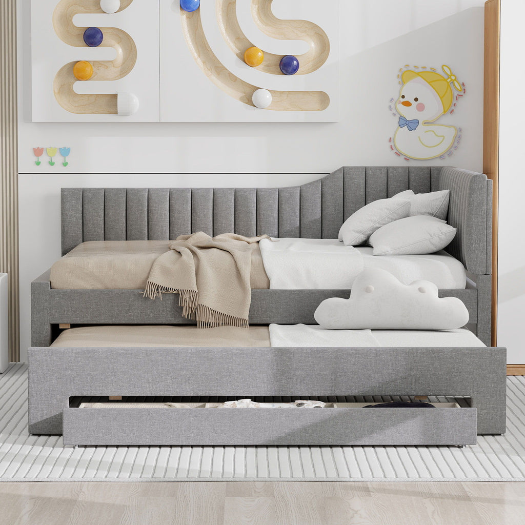 Upholstered Daybed With Trundle And 3 Drawers