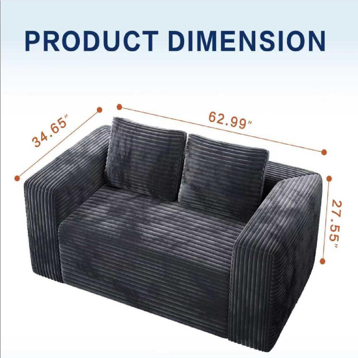 Cloud Loveseat Sofa Couch, 2 Seater Boneless Couch