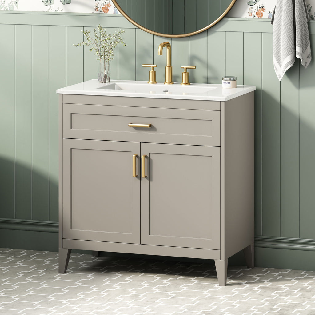 Bathroom Vanity With Sink Top, Adjustable Shelf, Door Organizers