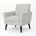 Radiantize - Upholstered Fabric Club Chair With Square-Off Back And Button Tufted - Light Gray