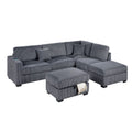 3 Piece Sectional Sofa With Reversible Chaise And USB Storage Ottoman