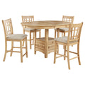 Davis - 5 Piece Oval Counter Height Dining Set With Expandable Table - Light Oak