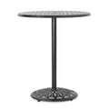 Elegant Cast Aluminum Round Bar Table With Romantic Filigree Design - Copper