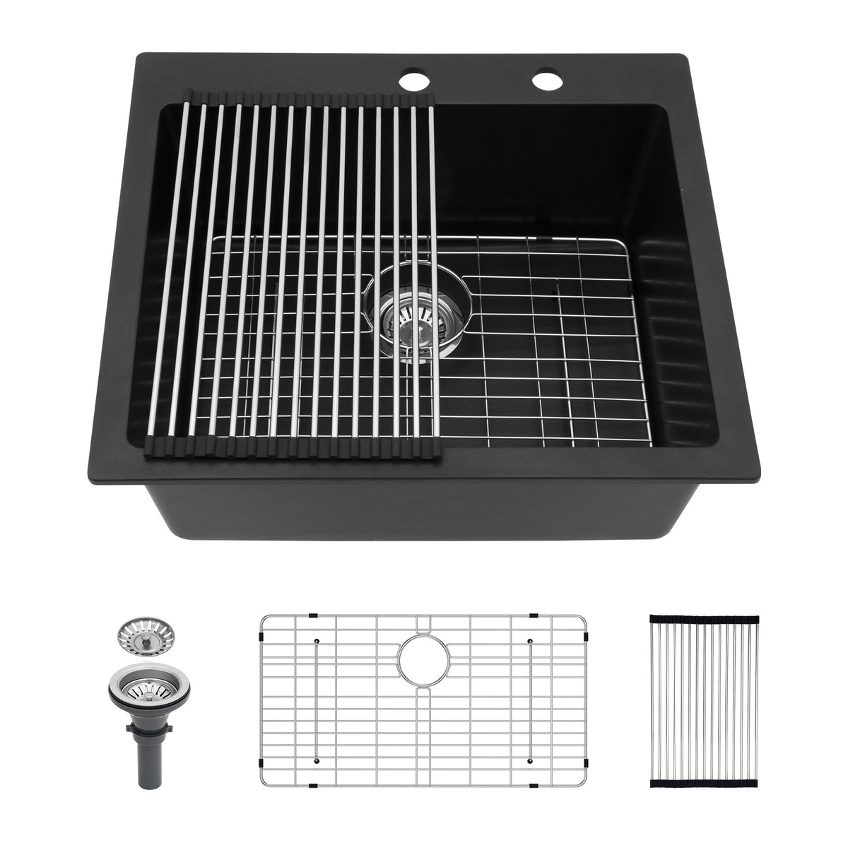 Quartz Kitchen Sink, Granite Composite, Drop In Sink With Durable Design