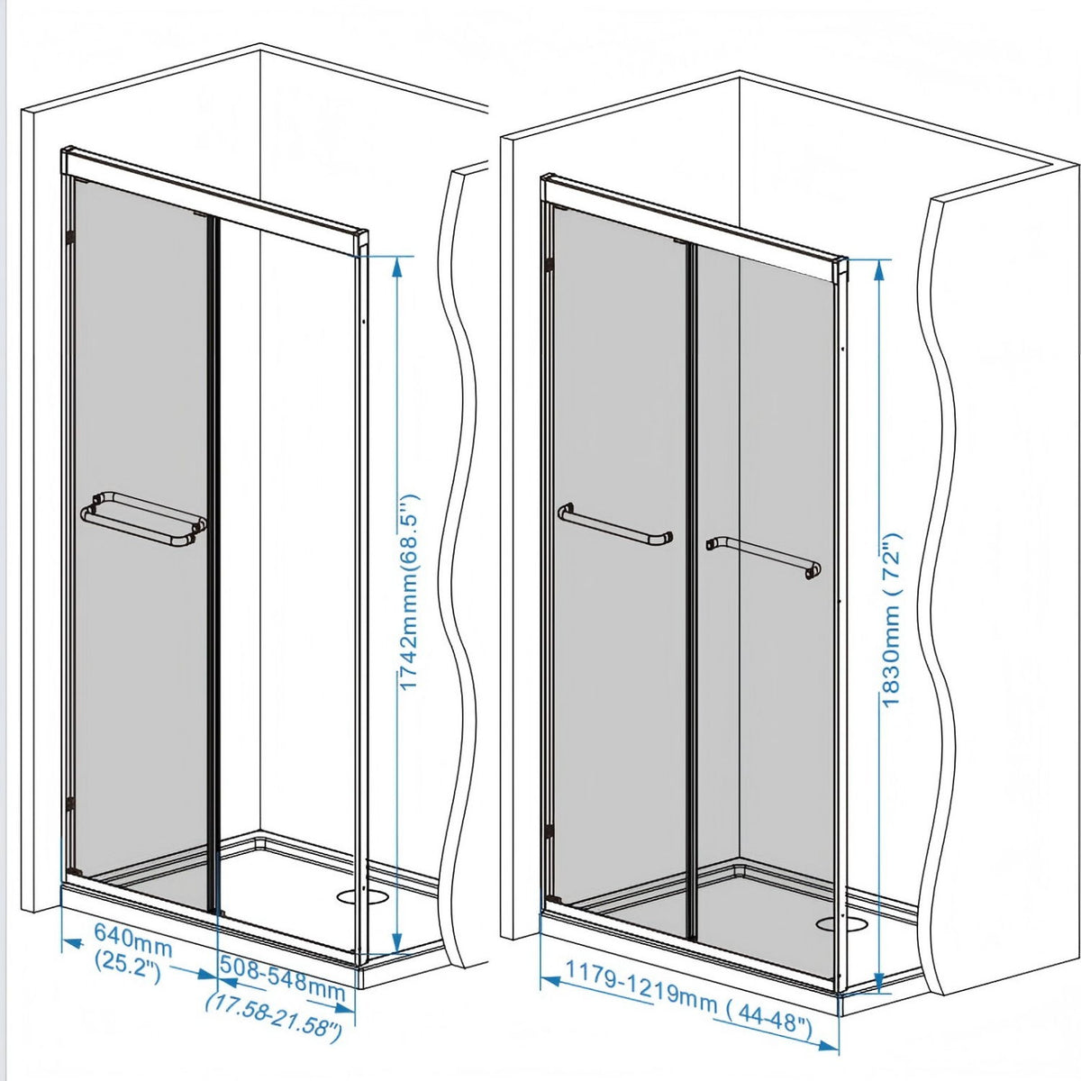 Double Sliding Shower Door With Explosion Proof Film
