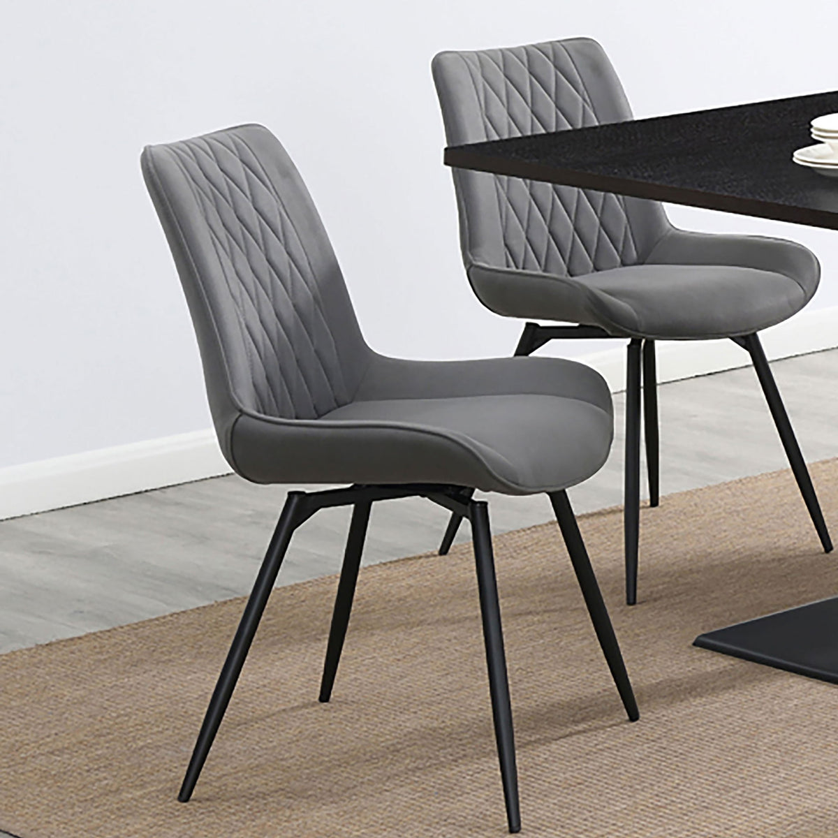 Tufted Swivel Dining Chairs (Set of 2) - Gray
