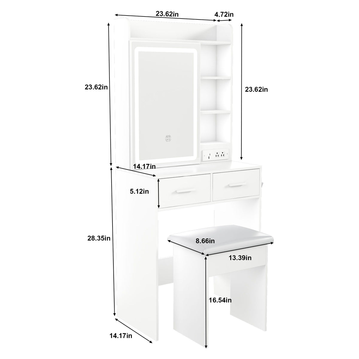 Small Makeup Vanity Desk With Adjustable LED Lights