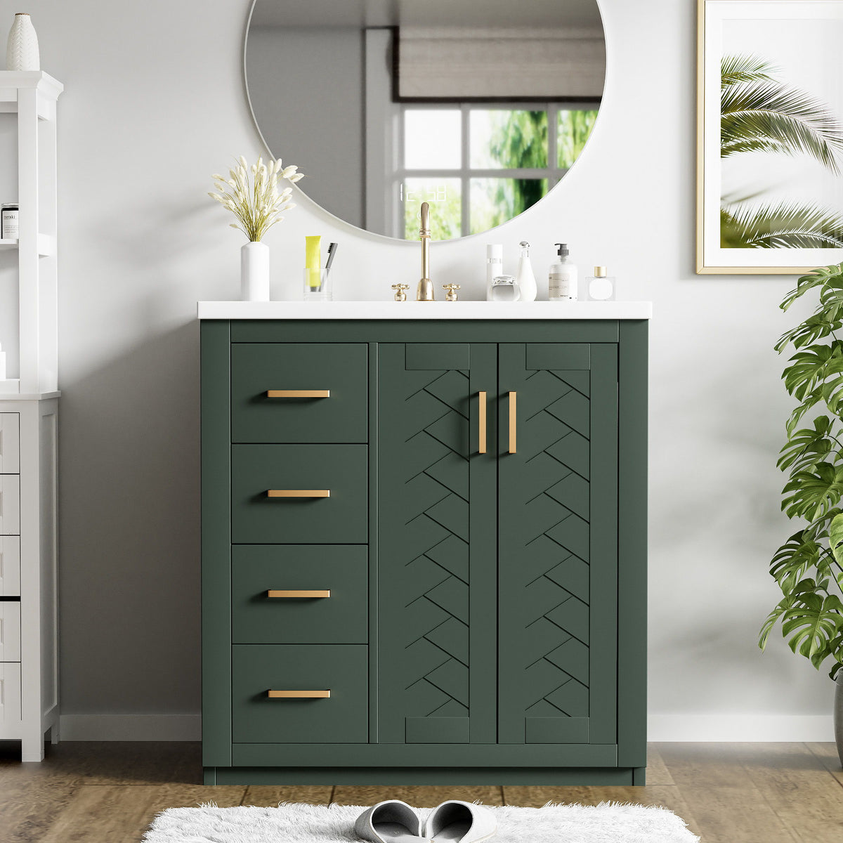 Retro Style Bathroom Vanity With 3 Drawers & Soft-Closing Doors