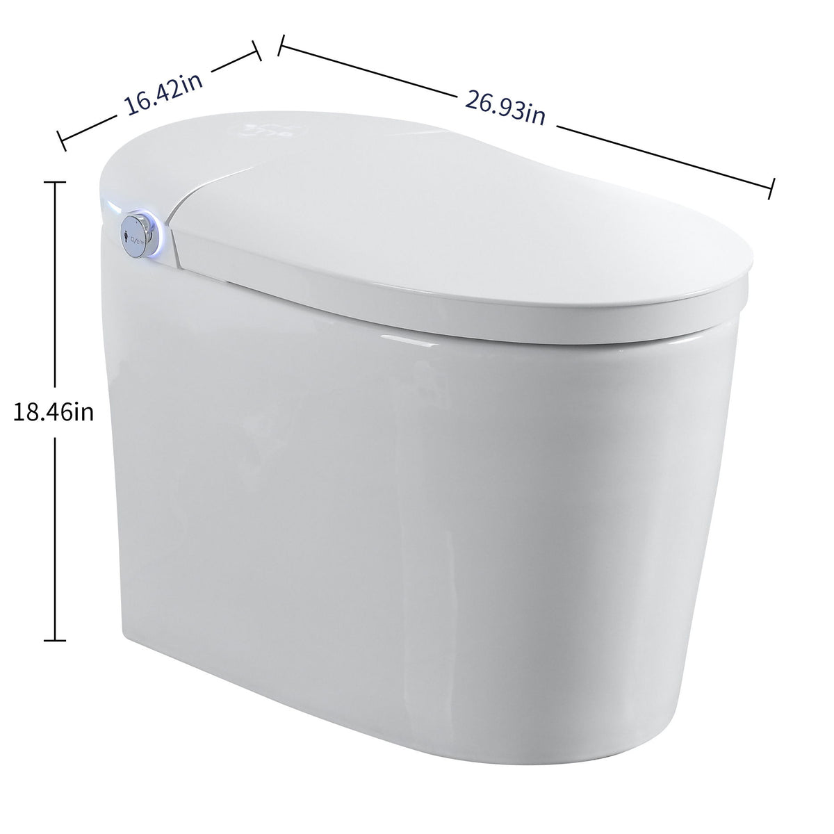 Tankless Smart Toilet With Bidet Built In, 1 Piece, Auto Flush, Auto Open / Close, Heated Seat, Bubble Wash, Warm Water And Dry, Adjustable Temp, Remote Control Side Know - White