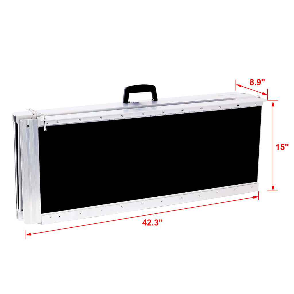 Portable And Foldable Wheelchair Ramp With Non Skid Surface