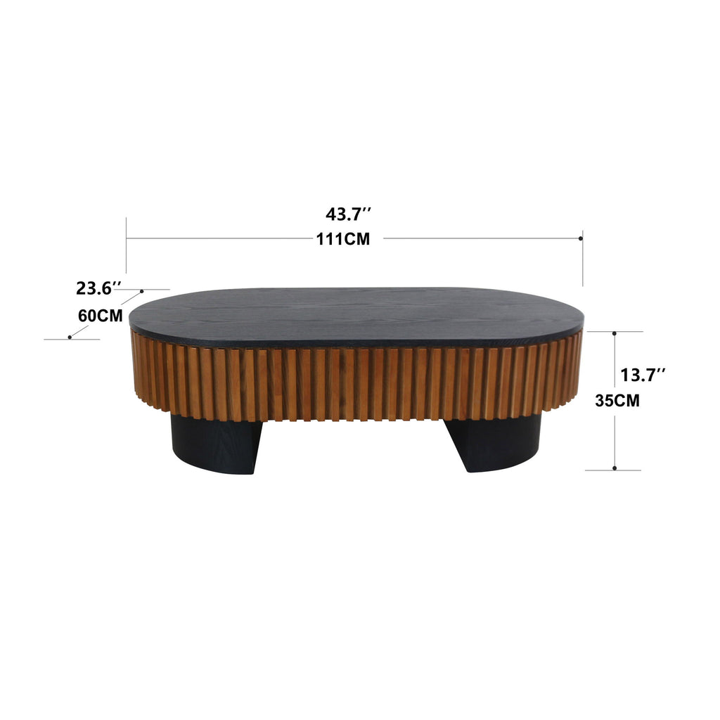 Elliptical Living Room Coffee Table With Hidden Storage And Removable Tabletop