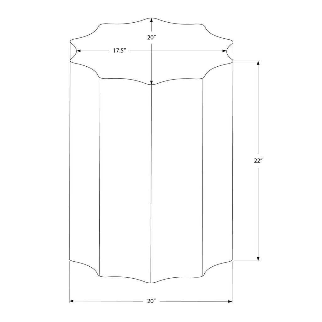 Drum Accent Side Table, Stylish Scalloped Design