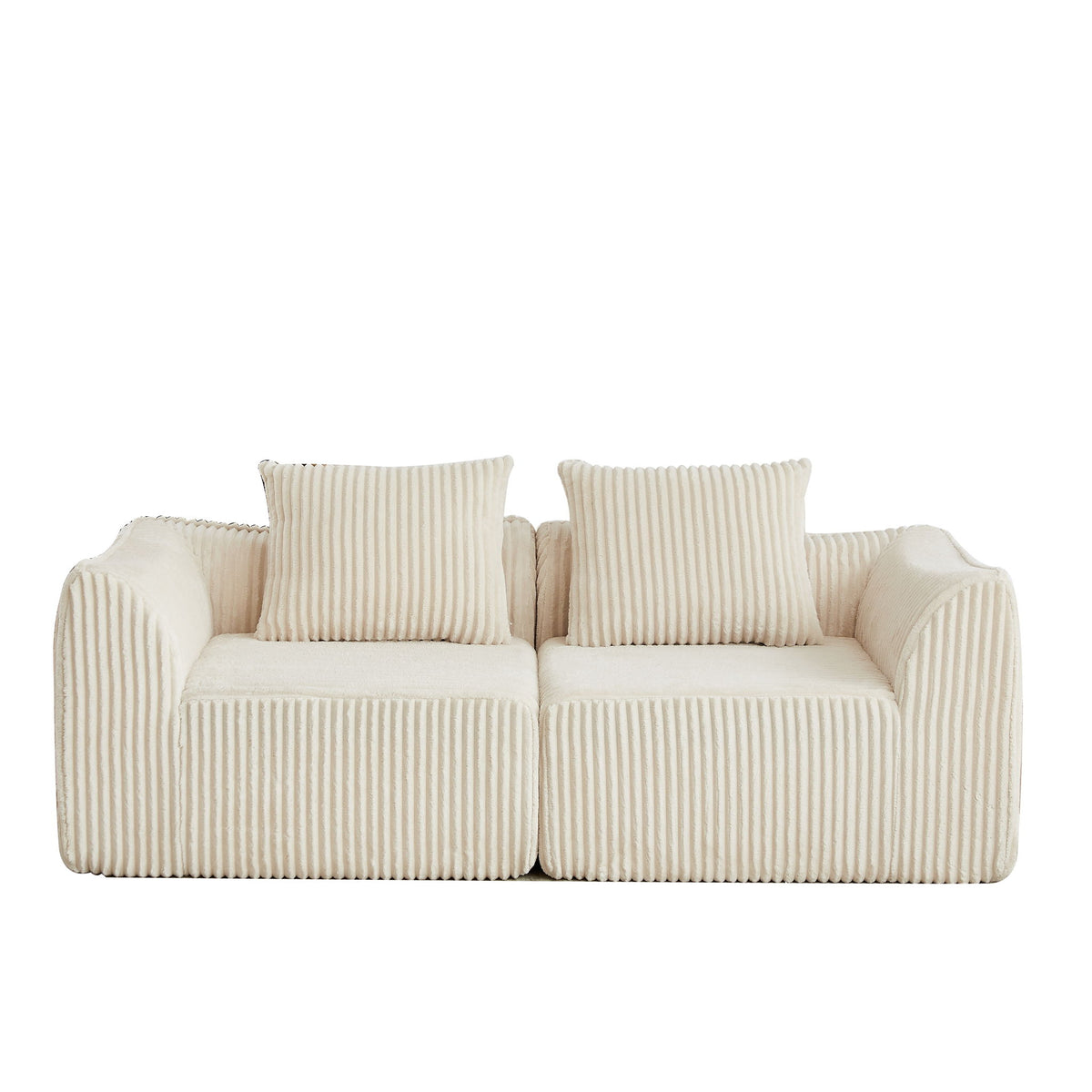 Minimalist Sofa With Curved Lines And Horn Shaped Throw Pillows
