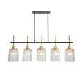 Chandelier 5 Light, Fixture Over Table - Black / Gold