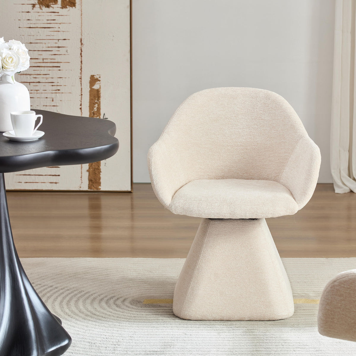 180° Rotating Accent Chair For Living Room - Beige